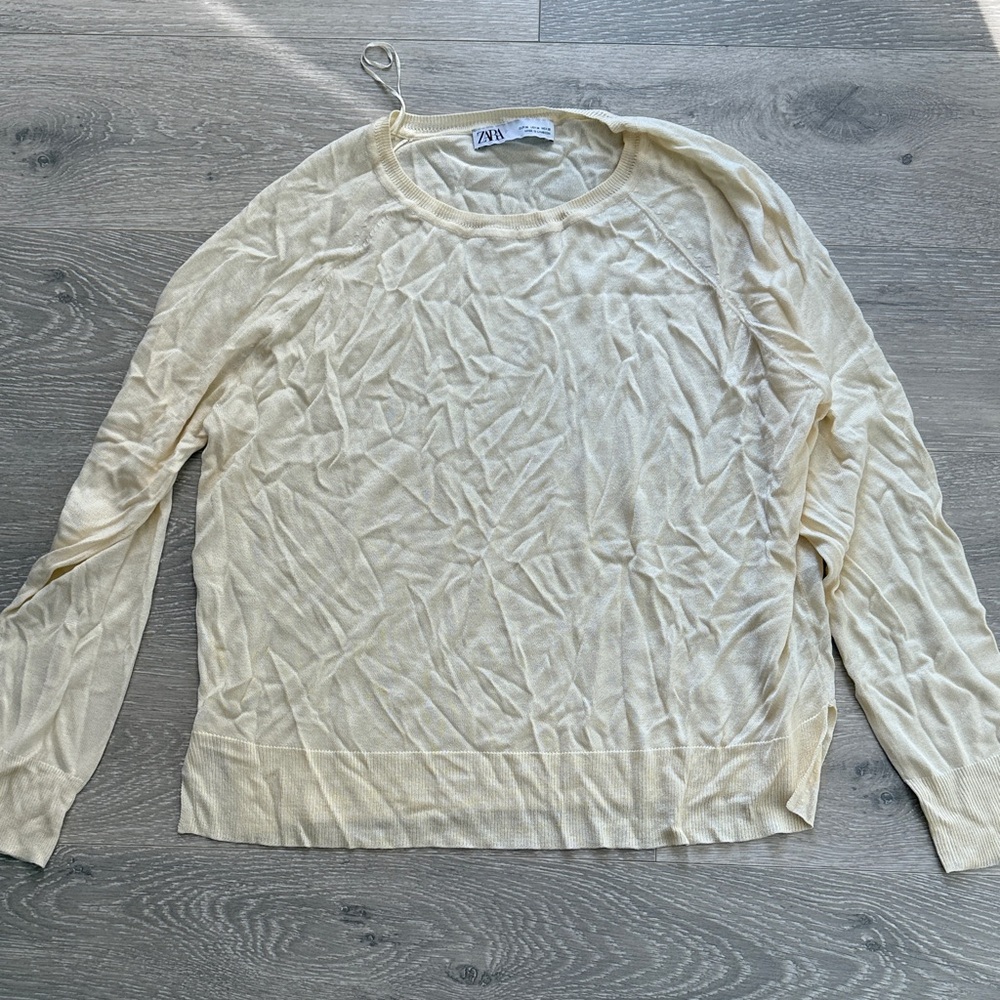 Zara Light Cream Knit Top